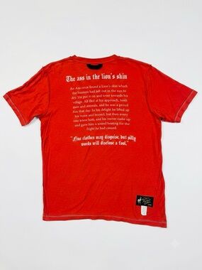 Made In The Shade Mens Large Red T Shirt Lion Donkey Aesop Fables Graphic Cotton